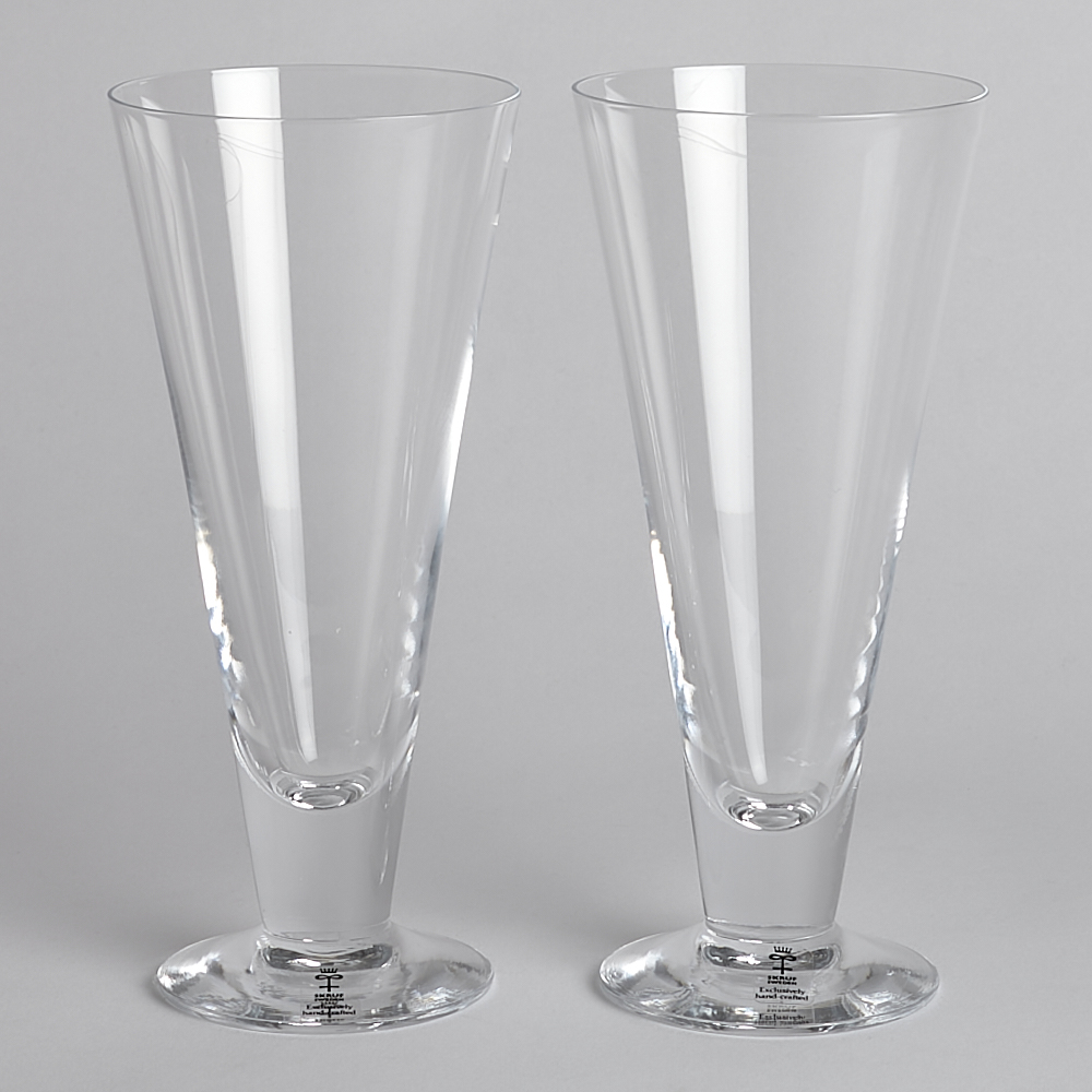Vintage – SÅLD Ölglas Skruf Glasbruk 2st