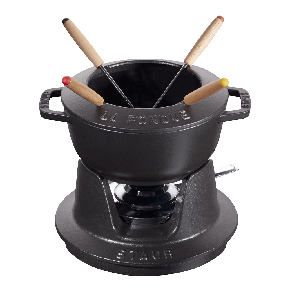 Staub Fondue -setti 1,1 L valurauta Musta