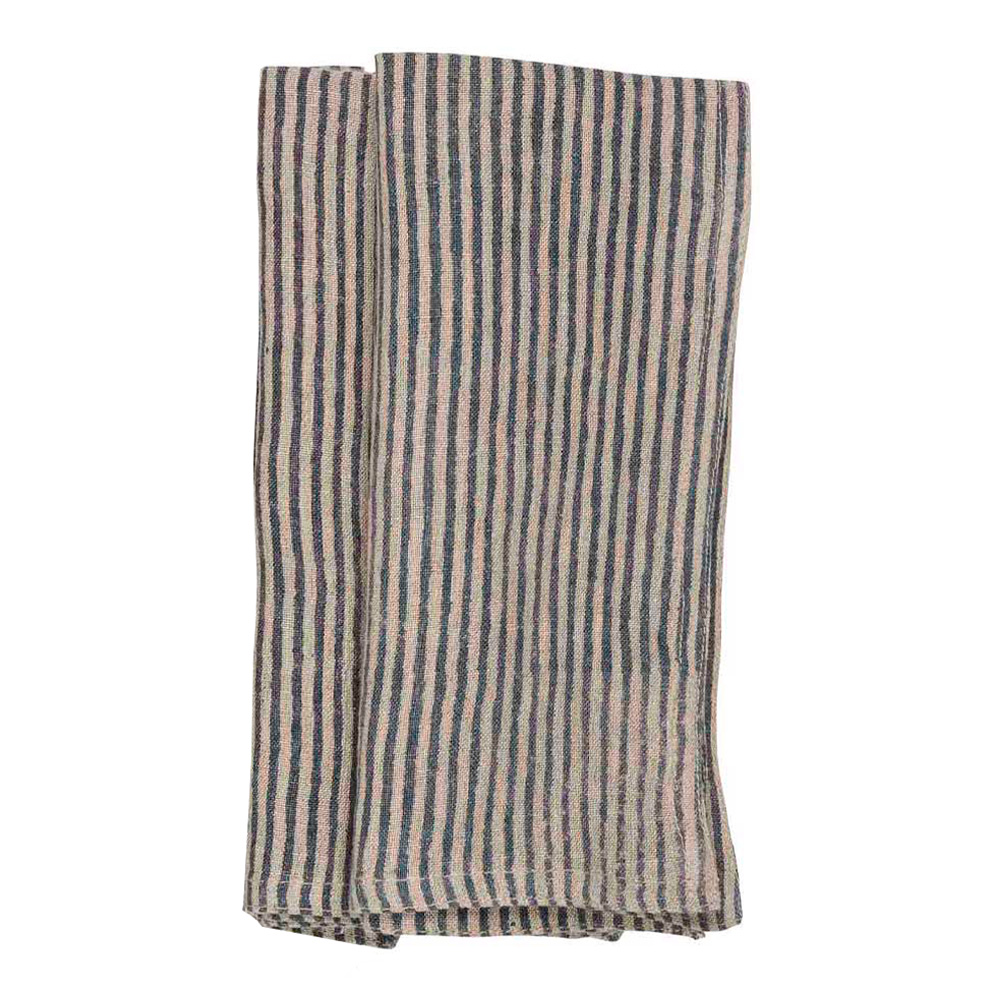Chamois - Stripe Servett Lin 50x50 cm 2-pack Blå