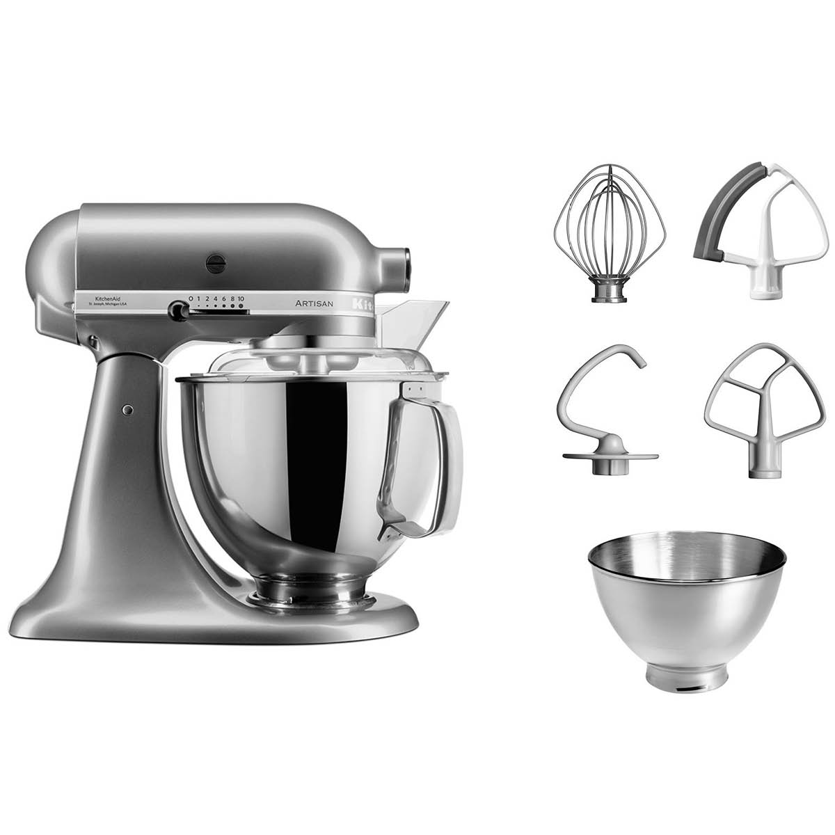 KitchenAid – Artisan 5Ksm175Ps Köksmaskin M/Fällbart Drivhuvud 4,8L contour Silver