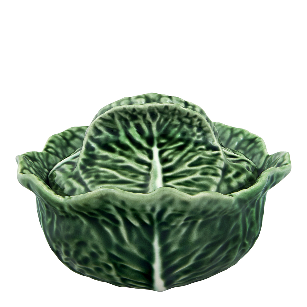 Bordallo Pinheiro Cabbage Terrin / Skål med lock Kålblad 41 cl Grön