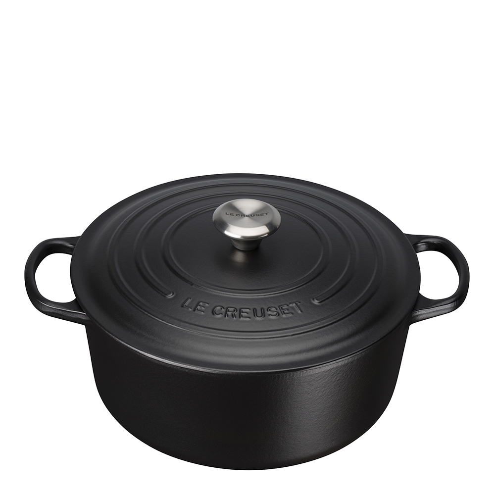 Läs mer om Le Creuset - Signature Gjutjärnsgryta rund 28 cm 6,7 L Svart matt