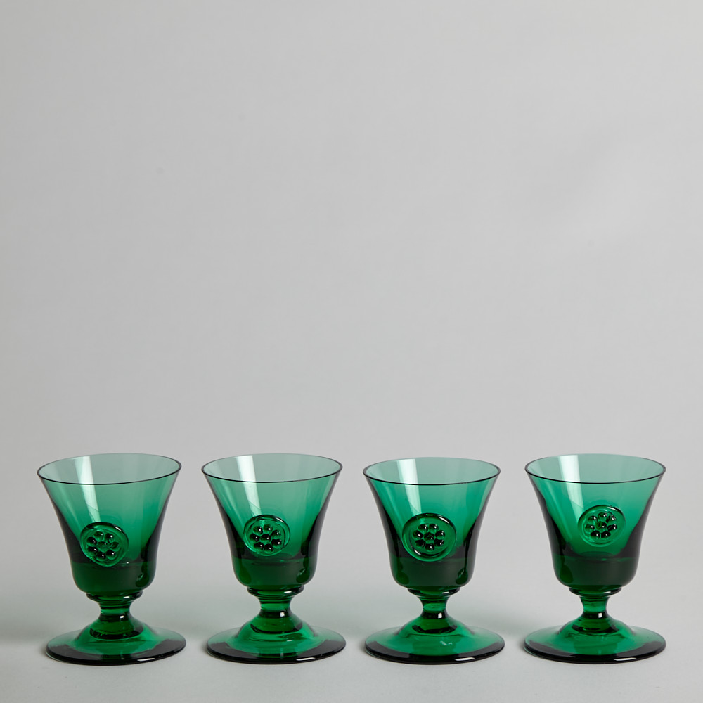 Vintage – SÅLD Vinglas i Grönt Glas 4 st