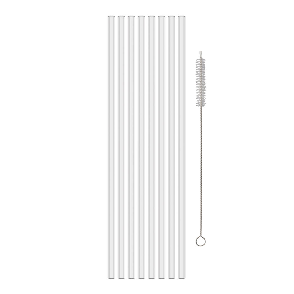 Koziol - Cheers Sugrör 27 cm 8-pack + Borste