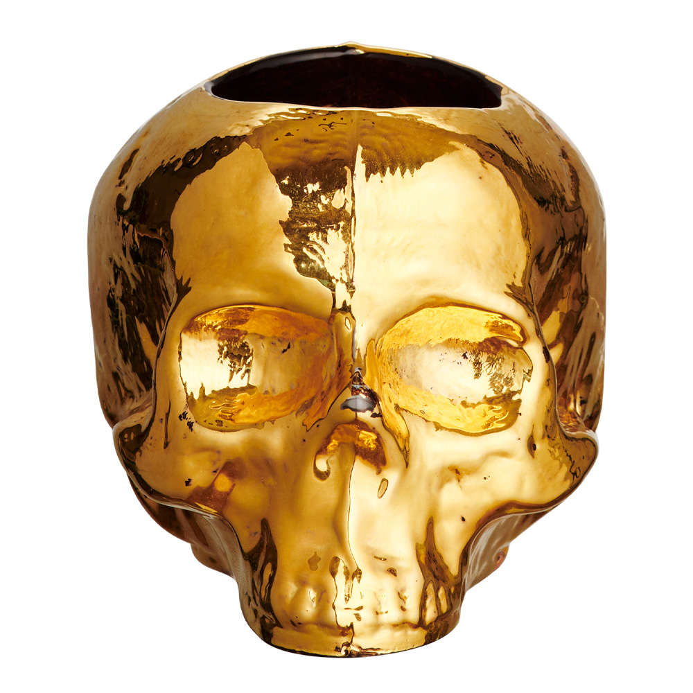 Läs mer om Kosta Boda - Still Life Skull Ljuslykta 8,5 cm Guld
