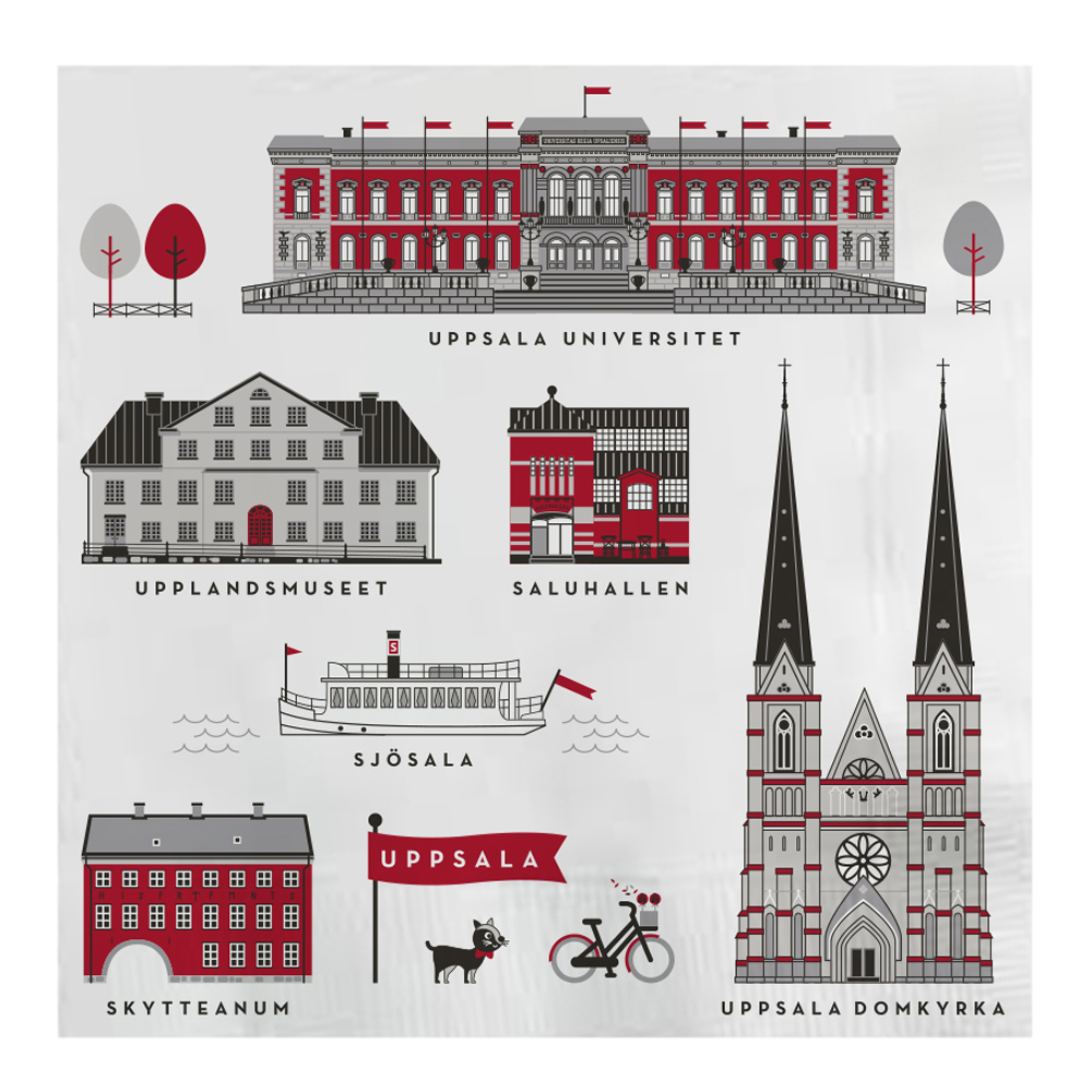 Citronelles - Houses of Uppsala Servett 16,5x16,5 cm Röd