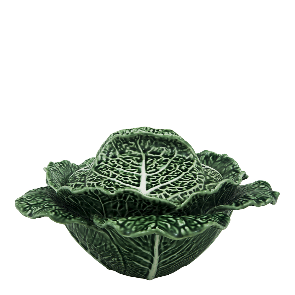 Bordallo Pinheiro Cabbage Terrin / Skål med lock Kålblad 2 L Grön