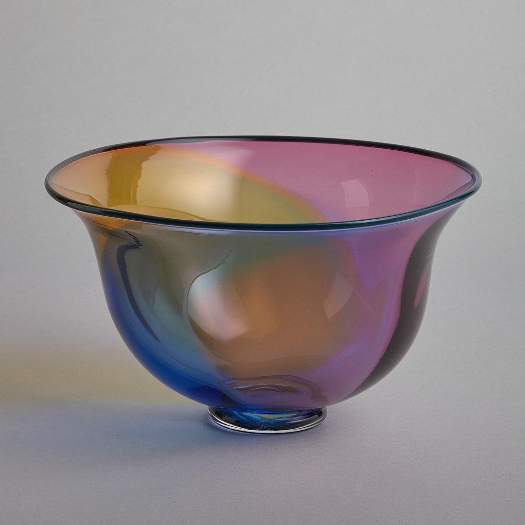 Vintage SÅLD Flerfärgad Glasskål av Ann Wolff