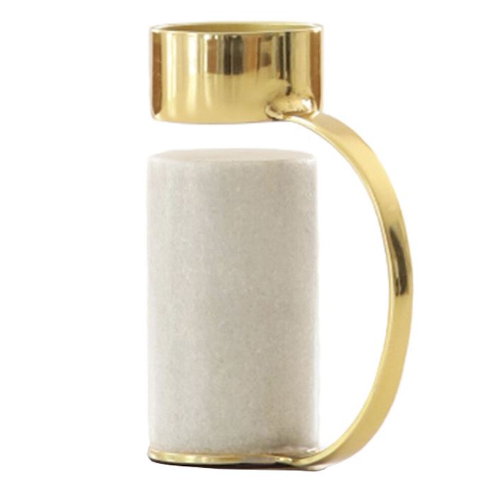 Heavy Ljuslykta Marmor/Mässing Vit