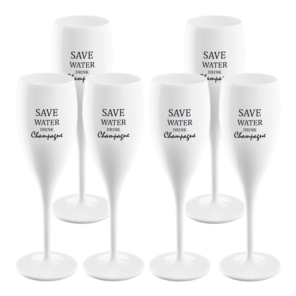 Koziol - Cheers Champagneglas 6-pack: Save Water Drink Champagne