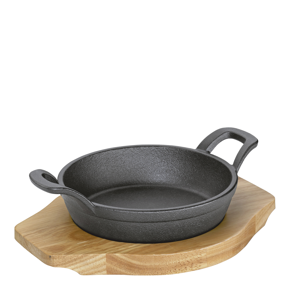 Küchenprofi – BBQ Grill-/Serveringspanna med träfat 2 handtag 18 cm