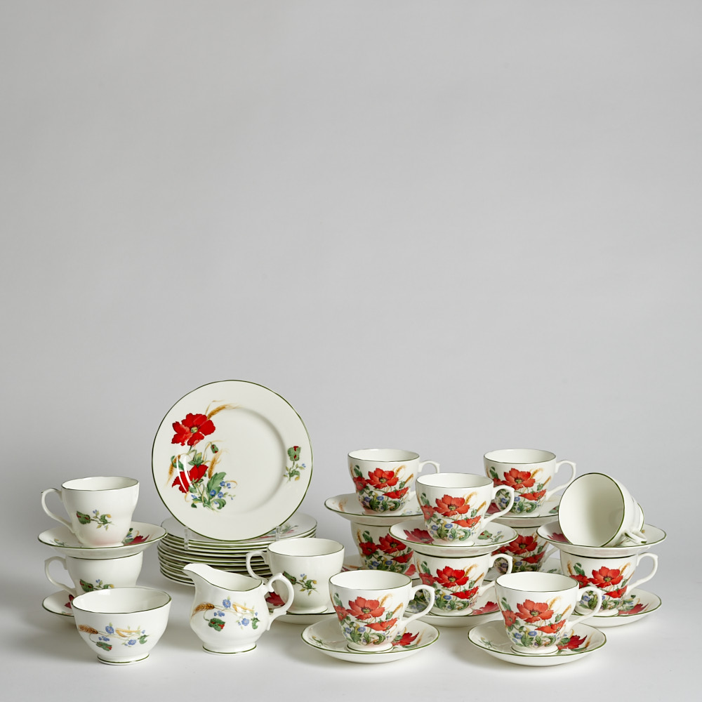 Vintage – SÅLD Kaffeservis ”Duchess Poppies” 36 delar