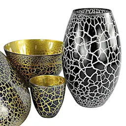 Nybro Crystal Croco Vase 26 cm Svart/Gull  hover