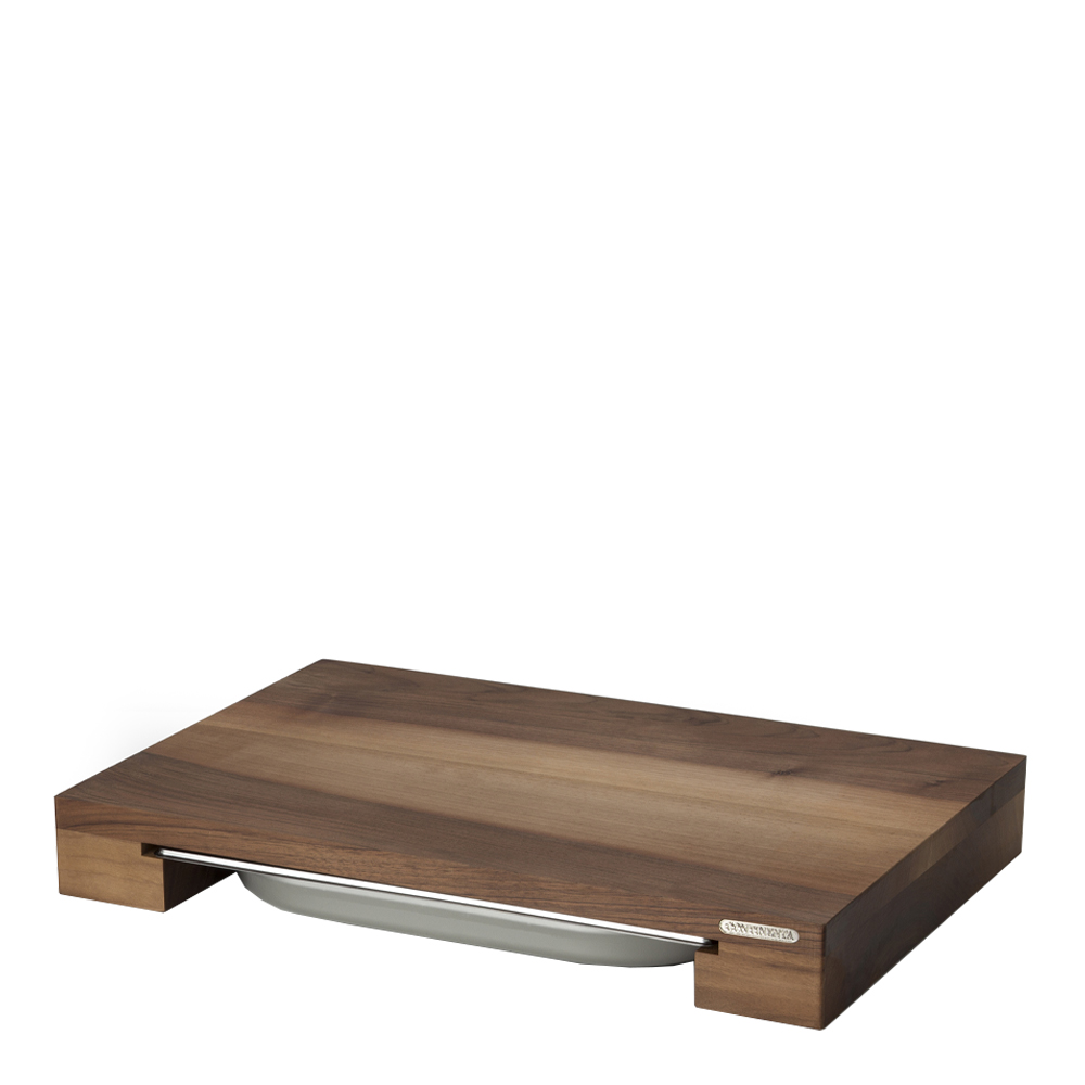 Continenta - Skjærebrett med skuff 39x27 cm valnøtt