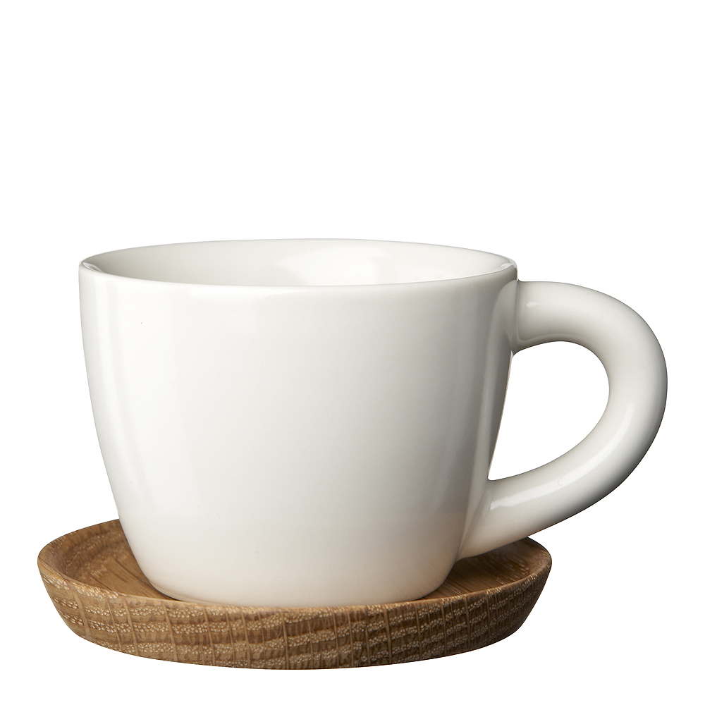 Höganäs Keramik – Espressokopp med träfat 10 cl Vit blank