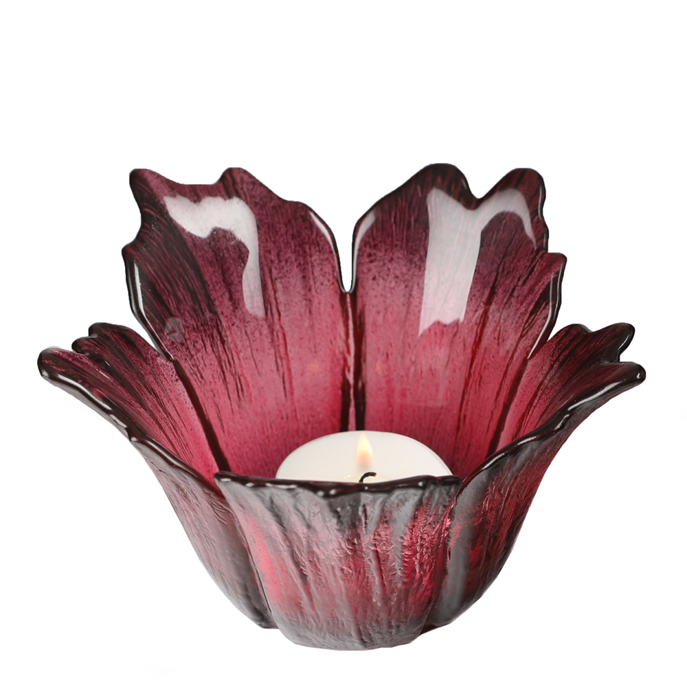 Målerås Glasbruk Fleur Ljuslykta 14 cm Röd
