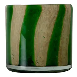 Byon Calore telysholder 10x10 cm Curve grønn/beige stripete