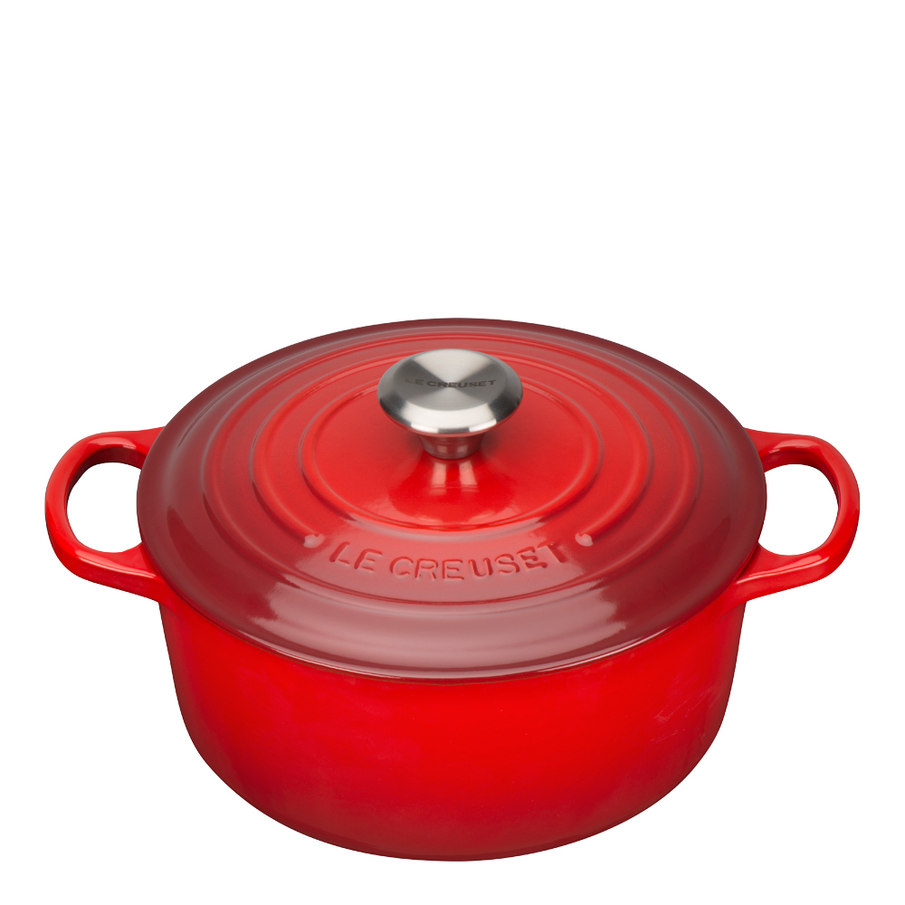 Läs mer om Le Creuset - Signature Gjutjärnsgryta rund 24 cm 4,2 L Cerise