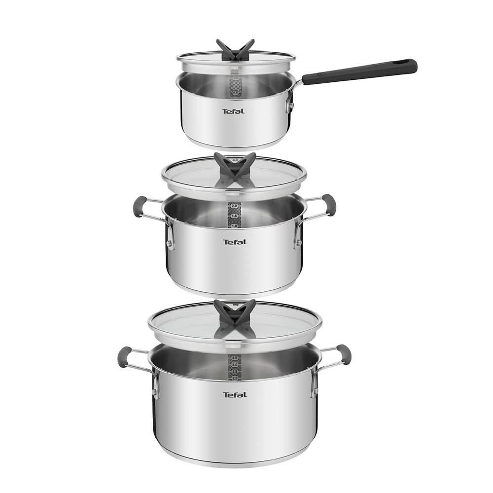 Tefal - Opti'space Kastrullset 6 delar Rostfritt stål