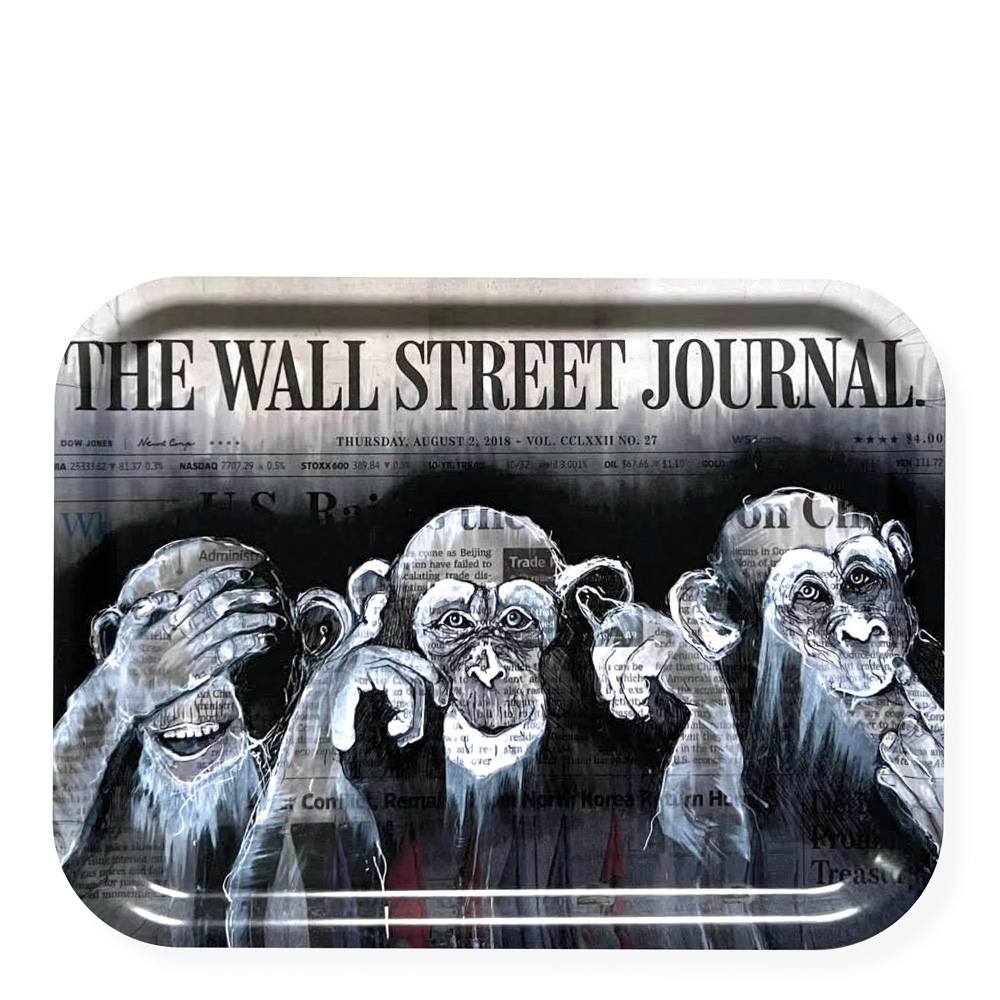 Lisa Törner Art - Bricka The Three Wise Monkeys 33x43 cm Svart