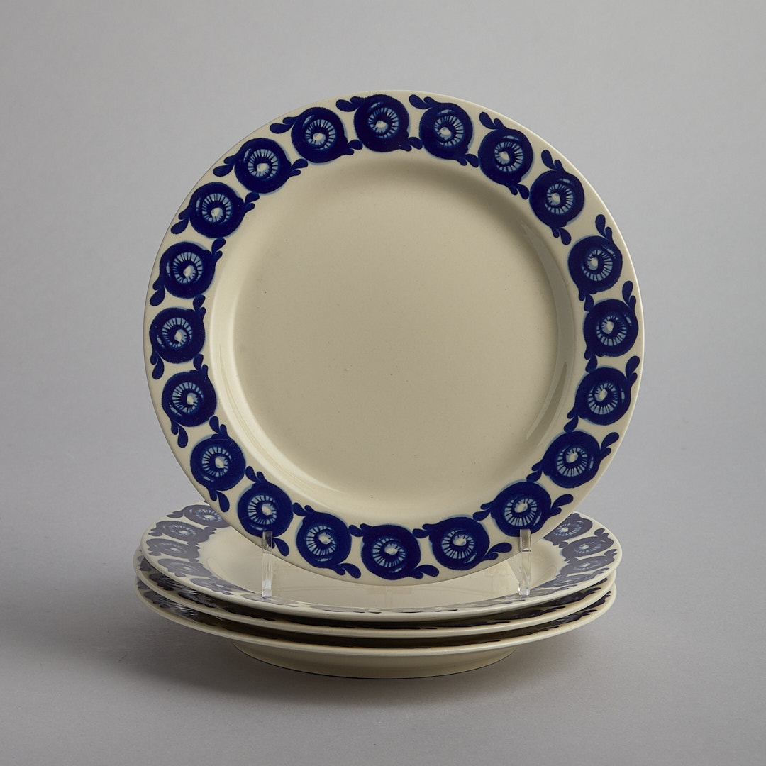 Vintage – Assietter med blå dekor 4 st