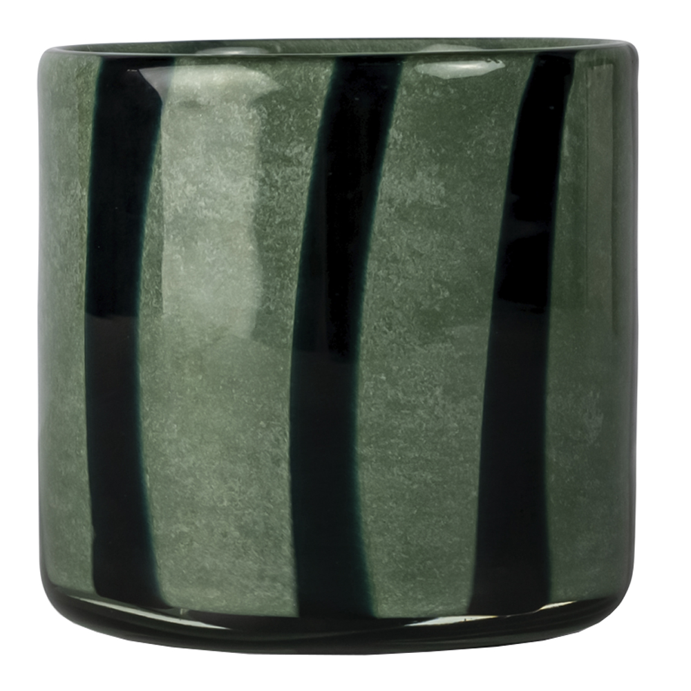 Läs mer om Byon - Calore Ljushållare 10x10 cm Grön/Svart Rand