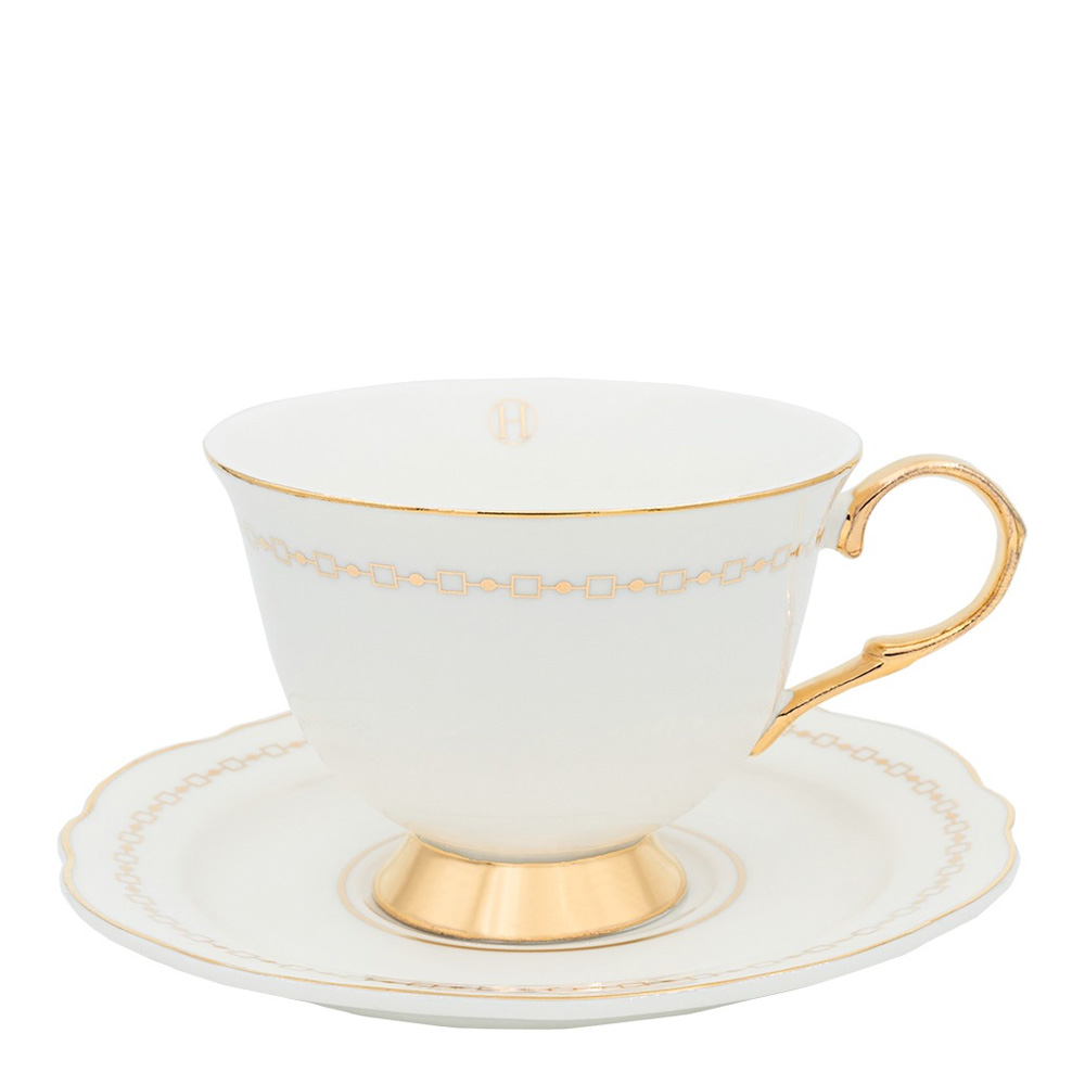 Hilke - Kopp med Fat 22 cl Anima Bianco Vit/Guld