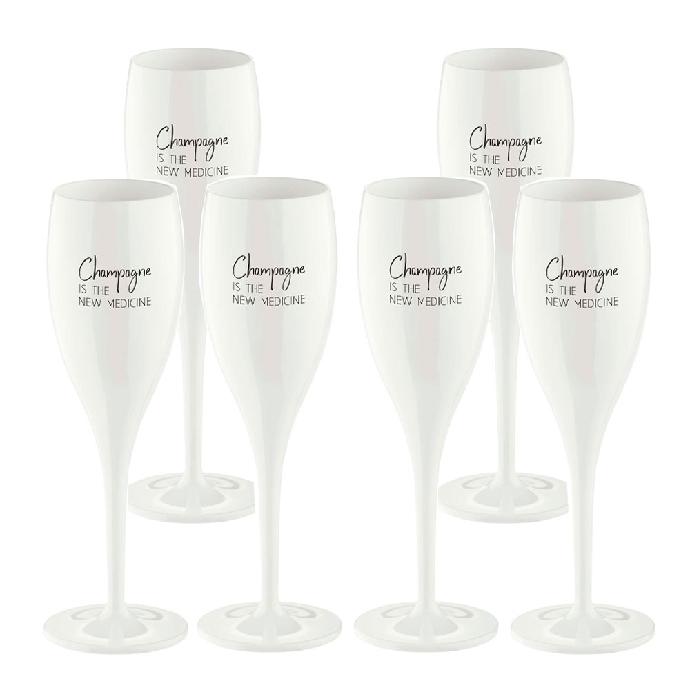 Koziol - Cheers Champagneglas med text 6-pack Champagne is the new medicine