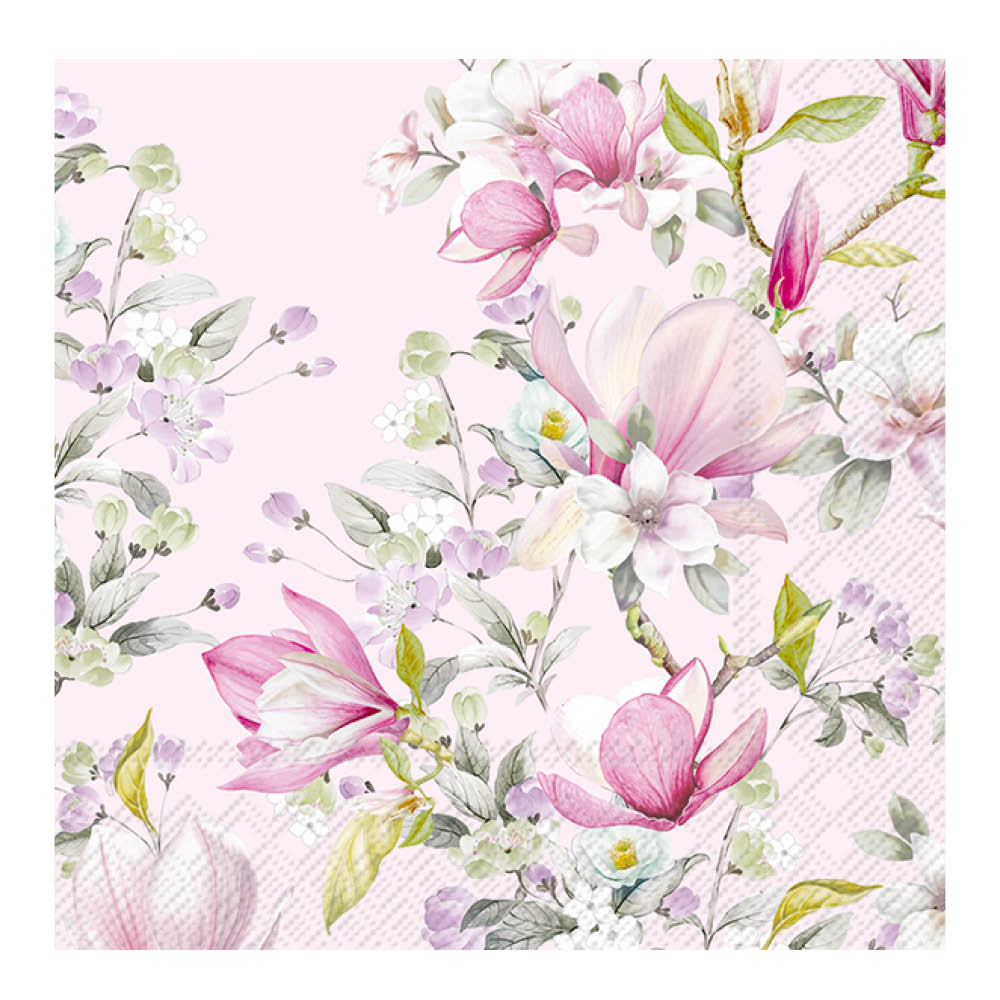 Paperiservetti Pink Magnolia 33×33 cm 20 kpl