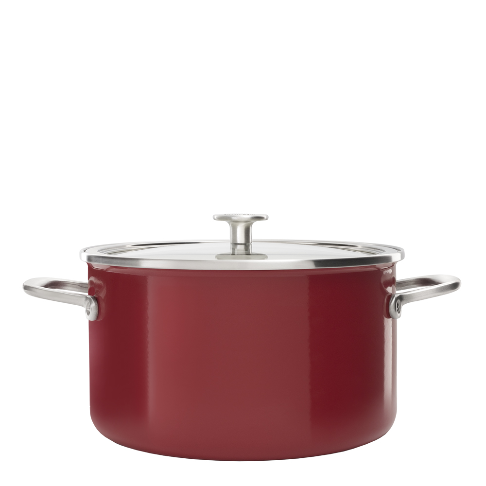 Kitchenaid – KitchenAid Steel Core Enamel Gryta Emalj/Glaslock 6 L Röd