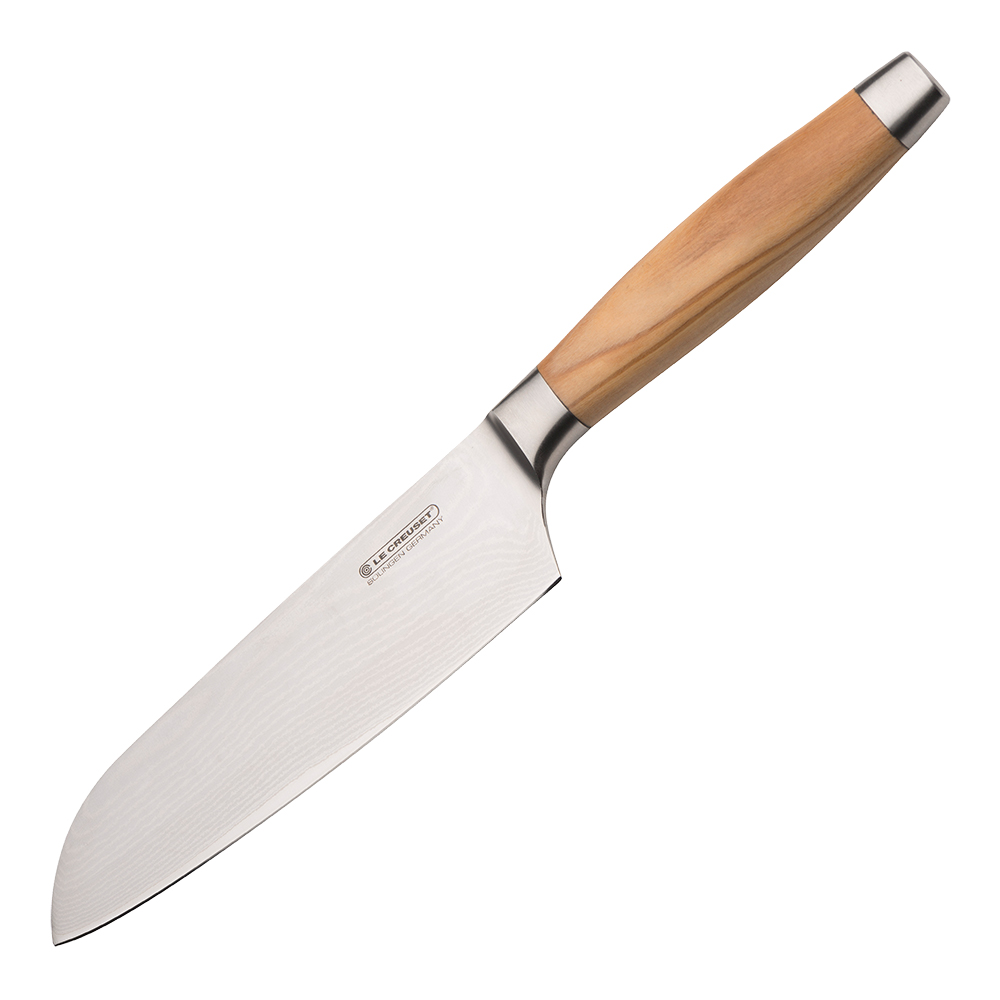 Le Creuset - Santokukniv 18 cm oliventrehåndtak