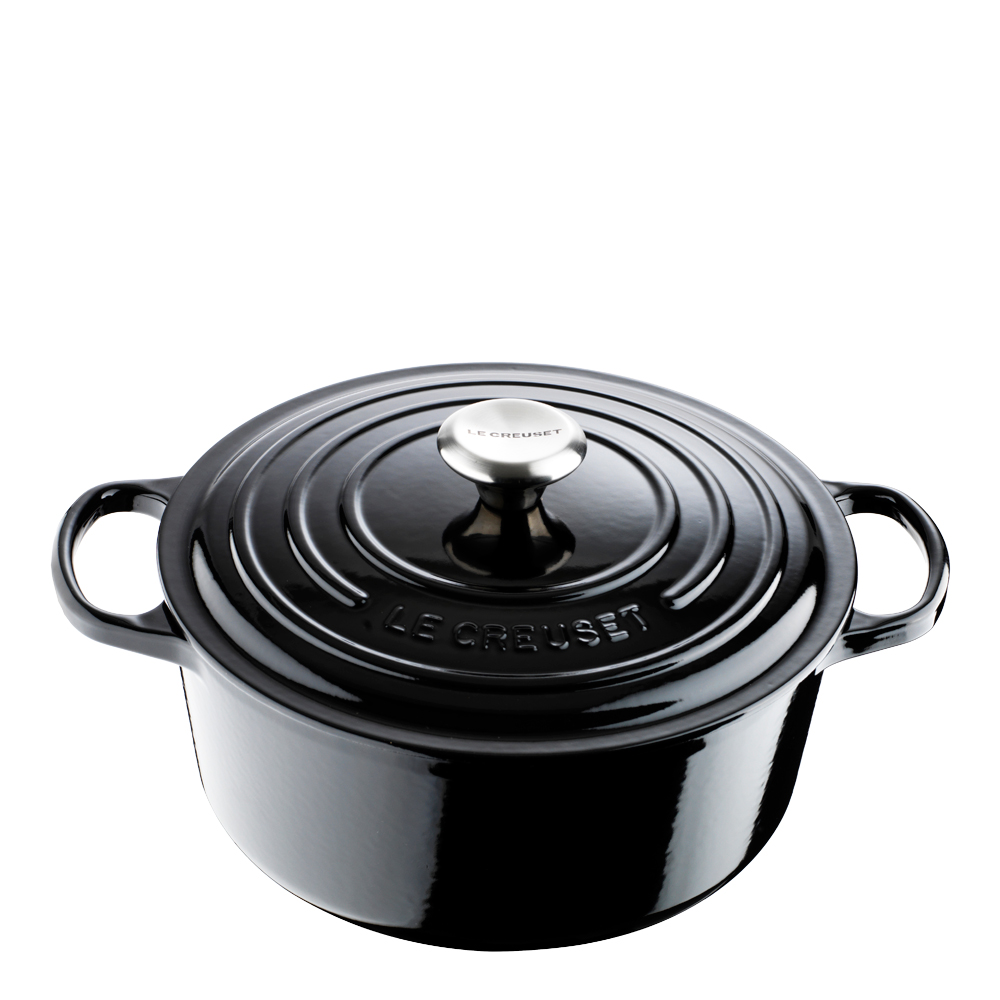 Läs mer om Le Creuset - Signature Gjutjärnsgryta rund 26 cm 5,3 L Svart blank