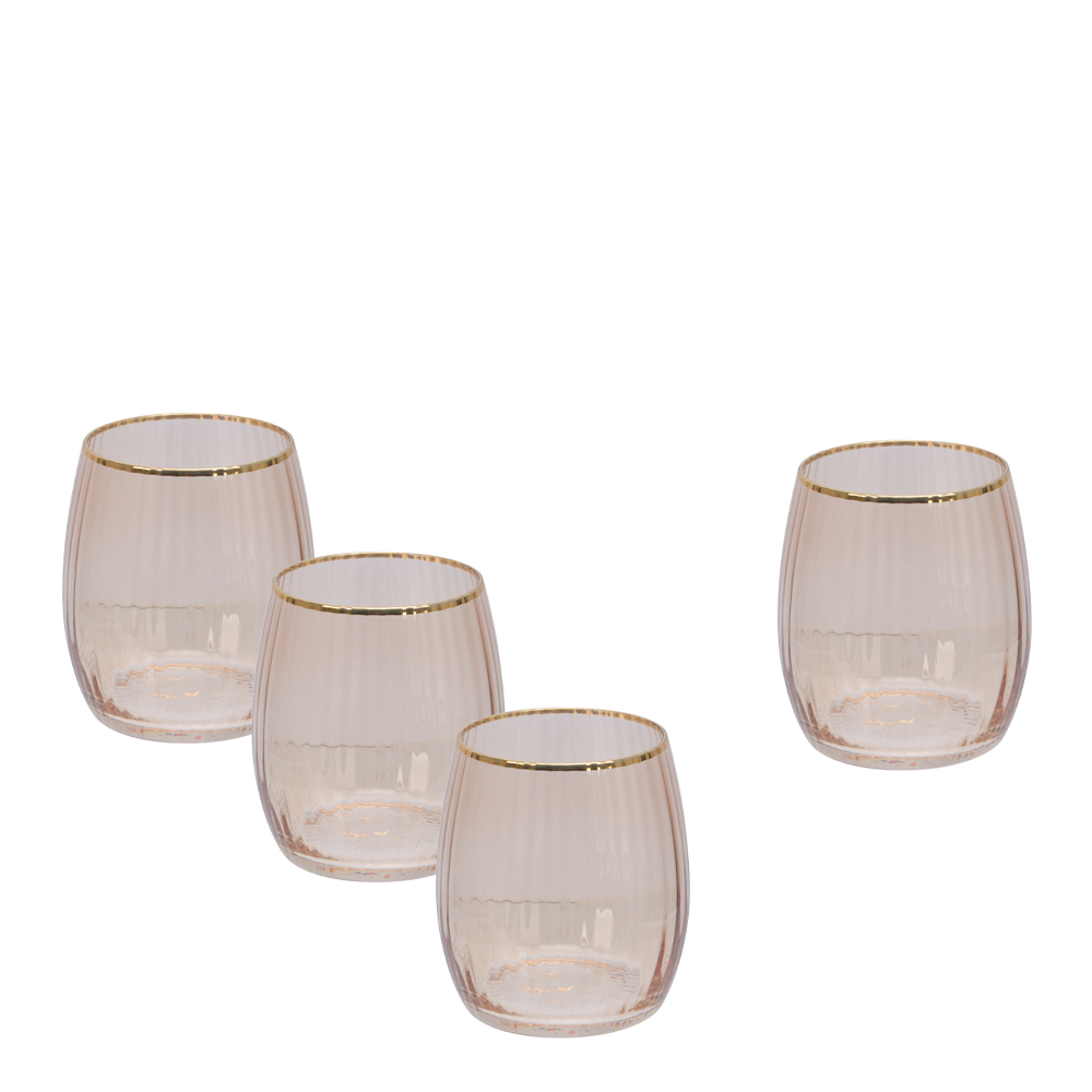 Modern House – Vattenglas med Guldkant 45 cl 4-pack Soft Pink