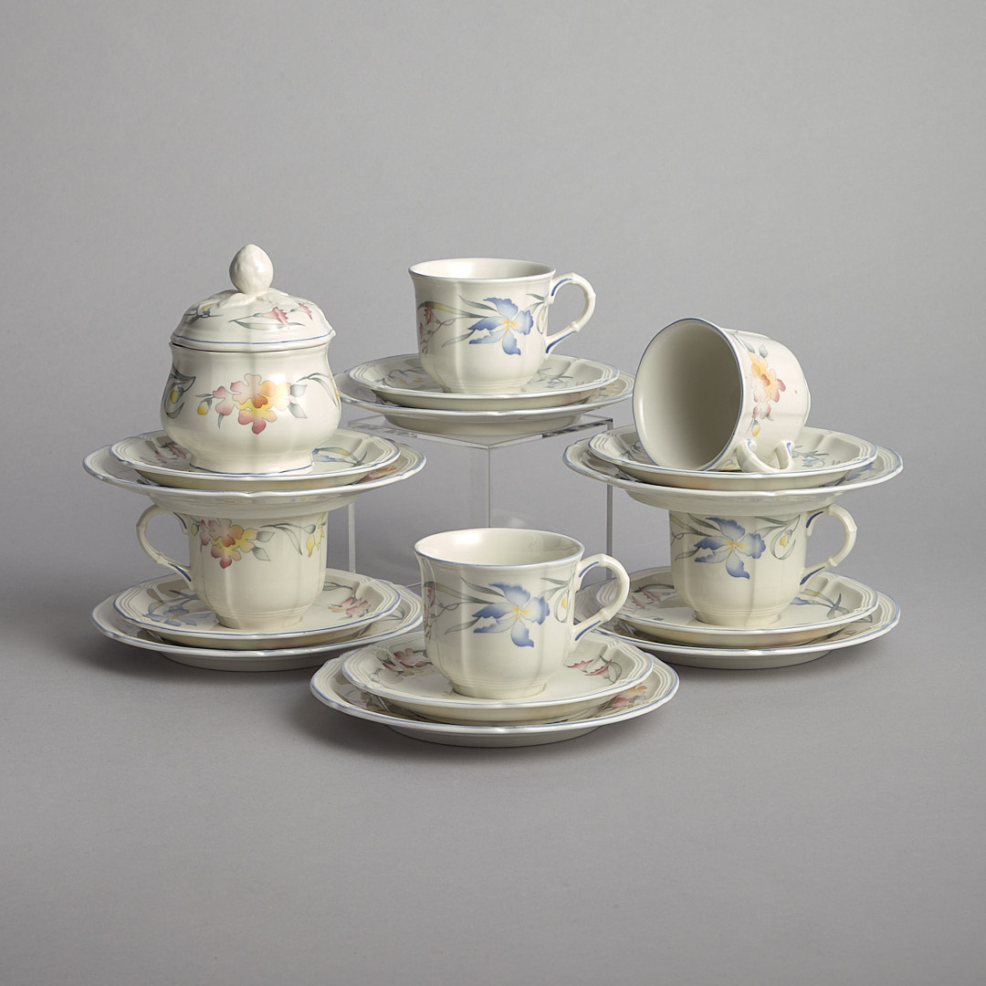 Villeroy & Boch - "Riviera" Koppar med Fat 5 st Assietter 6 st och Sockerskål