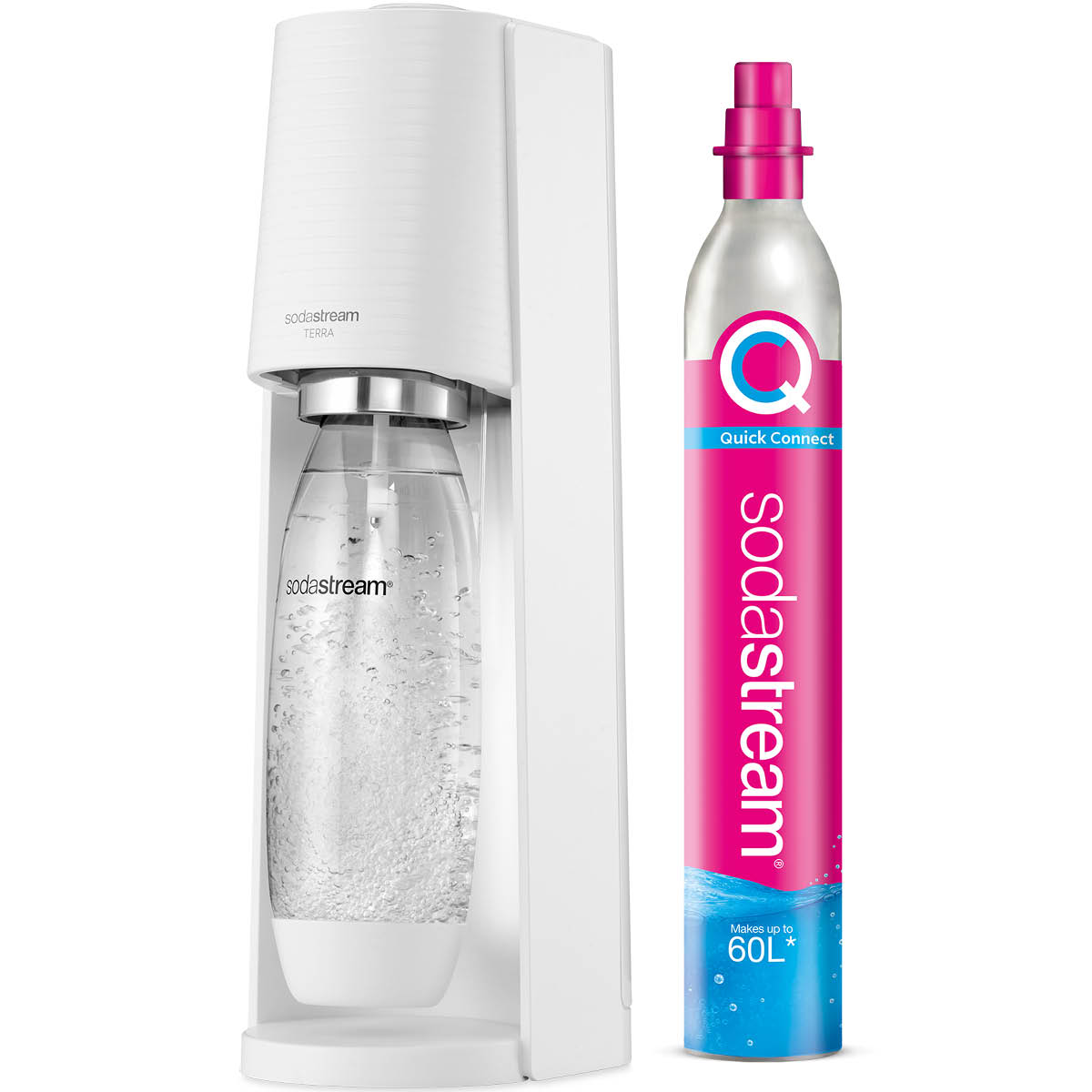 Läs mer om Sodastream - Terra™ Kolsyremaskin inkl kolsyrecylinder 43,7 cm Vit