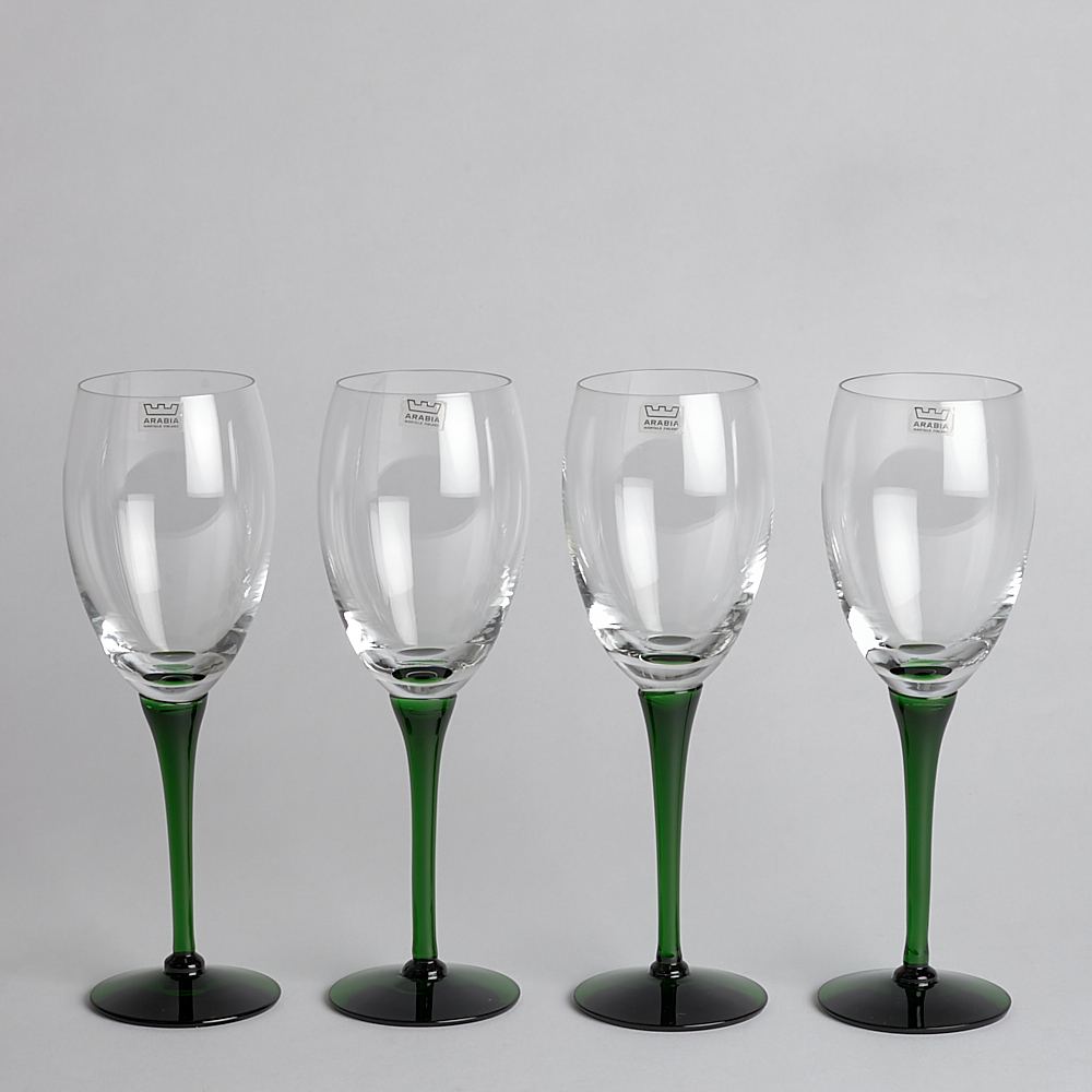 Arabia – SÅLD Glas med Grön Fot 4 st