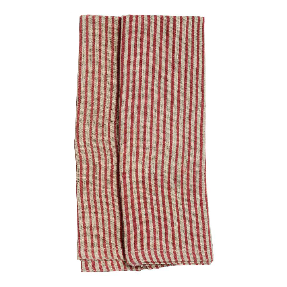 Läs mer om Chamois - Stripe Servett Lin 50x50 cm 2-pack Röd