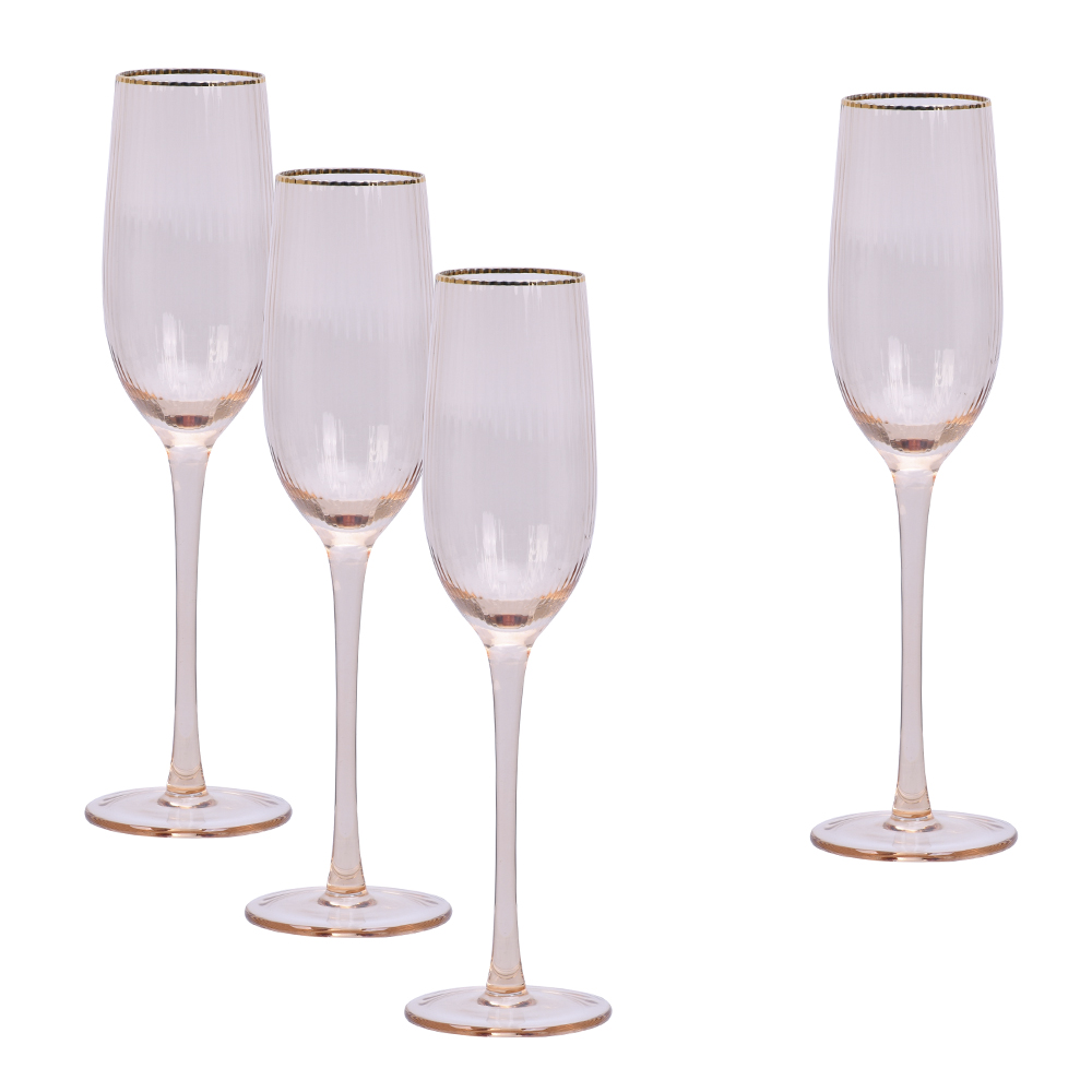 Läs mer om Modern House - Champagneglas med Guldkant 22 cl 4-pack Soft Pink
