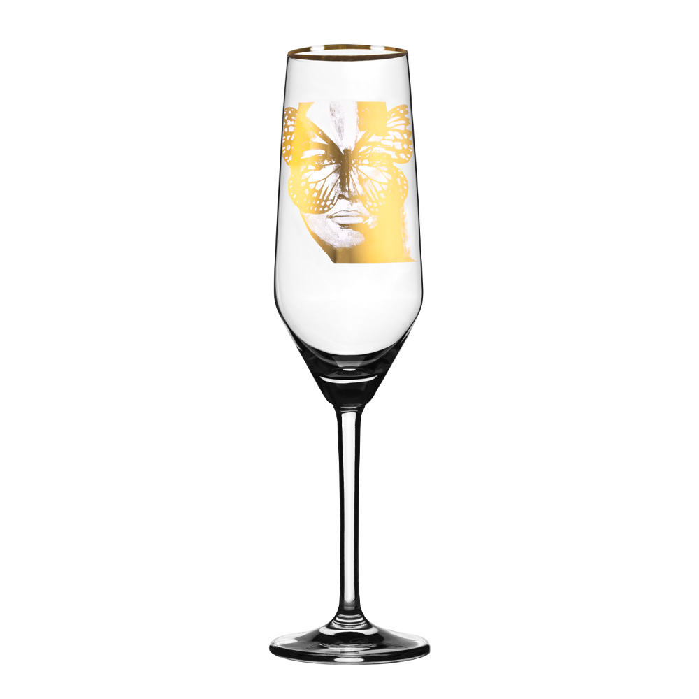 Carolina Gynning – Champagneglas Golden Butterfly 30 cl Guld
