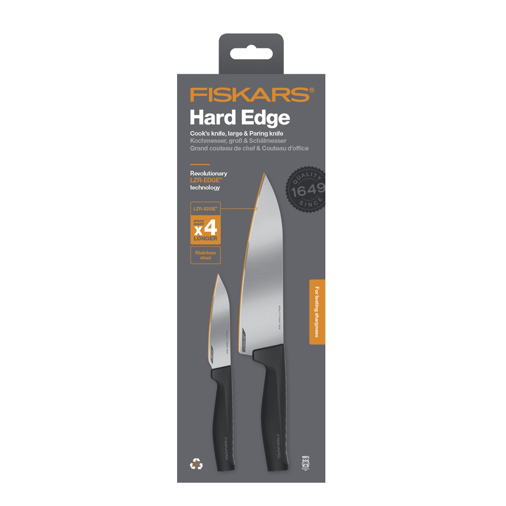 Läs mer om Fiskars - Hard Edge Knivset Stor Kockkniv & Grönsakskniv 2 delar