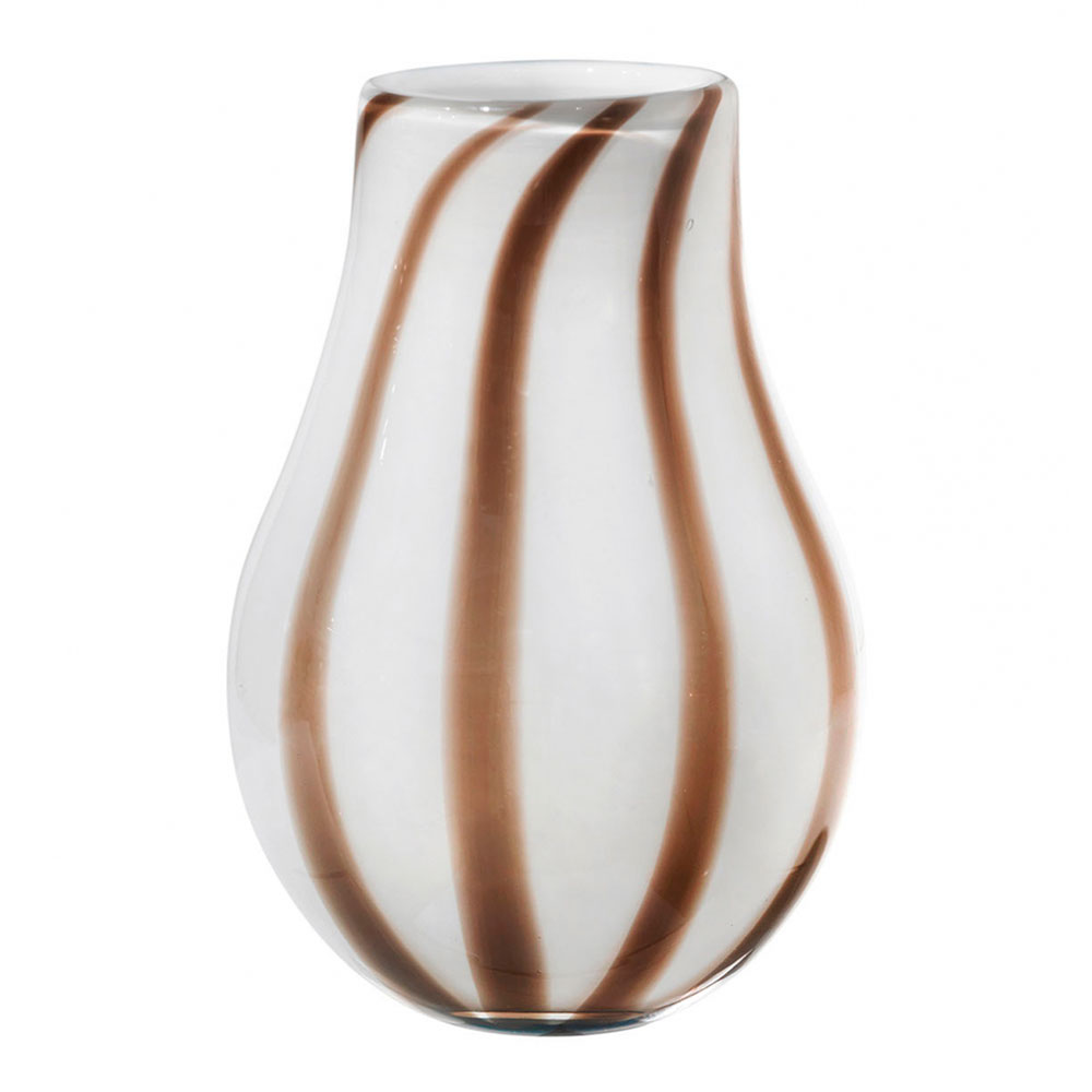 Broste Copenhagen – Ada Stripe Vas 22,5 cm Brun/Vit