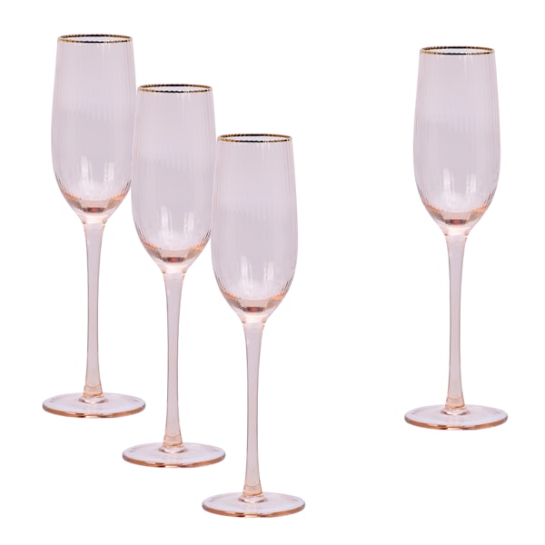 Champagneglas med Guldkant 22 cl 4-pack Soft Pink