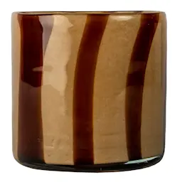 Byon Calore telysholder 10x10 cm beige/brun stripe
