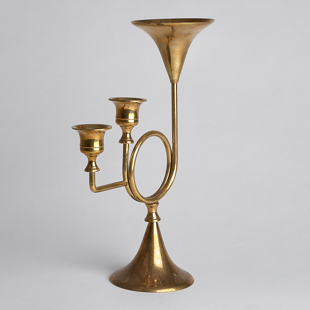 Vintage SÅLD Trearmad Ljusstake Trumpet