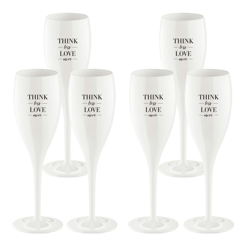 Koziol - Cheers Champagneglas med text 6-pack Think Less Love More