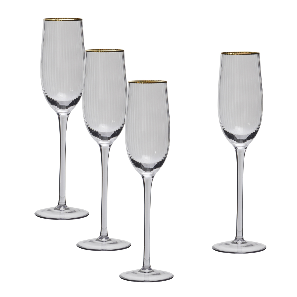 Modern House - Champagneglas med Guldkant 22 cl 4-pack Soft Grey