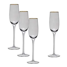 Modern House Champagneglass med Gullkant 22 cl 4-pk Soft Grey 