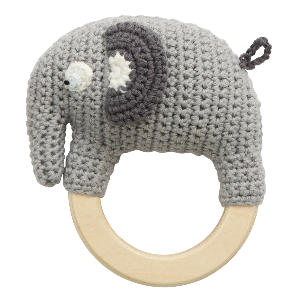 Sebra - Sebra Toys Virkad skallra Elefanten Fanto Classic Grey