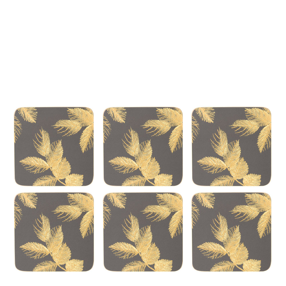 Pimpernel – Etched Leaves Glasunderlägg 6-pack Mörkgrå