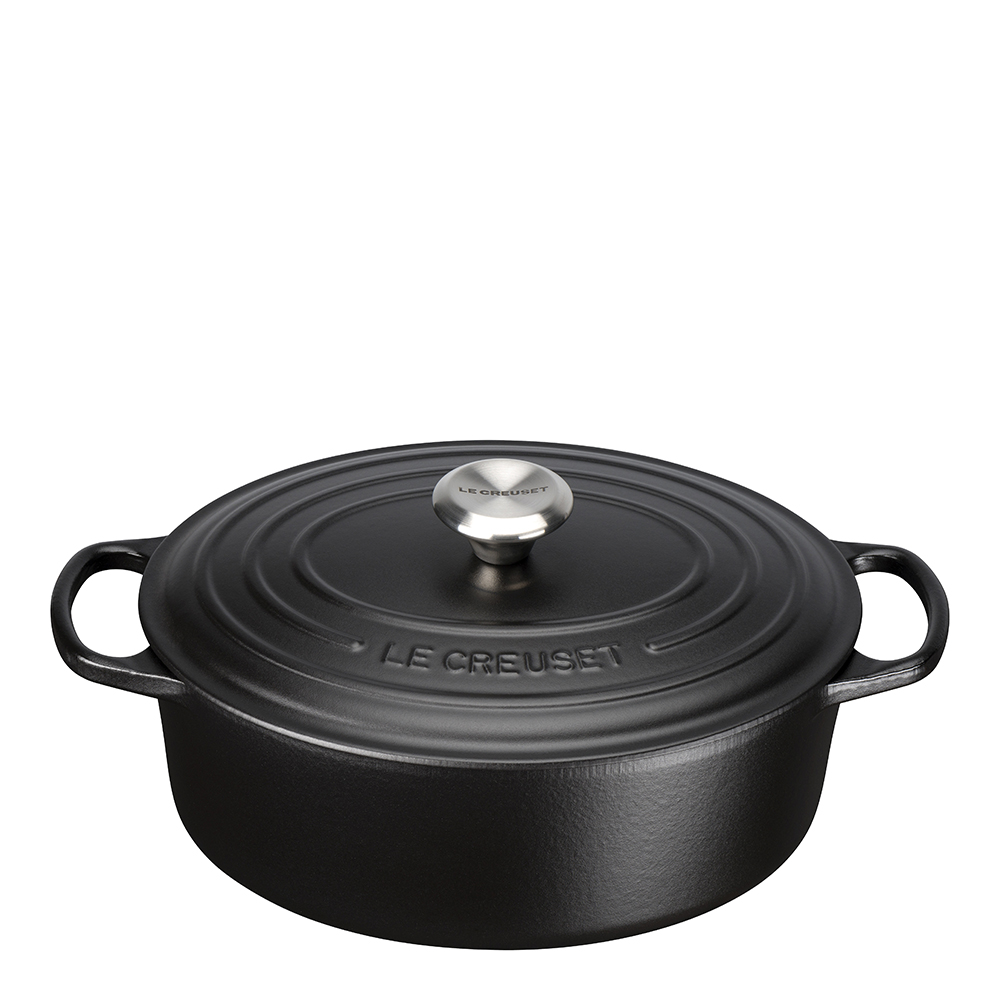 Läs mer om Le Creuset - Signature Gjutjärnsgryta oval 31 cm 6,3 L Matt Svart